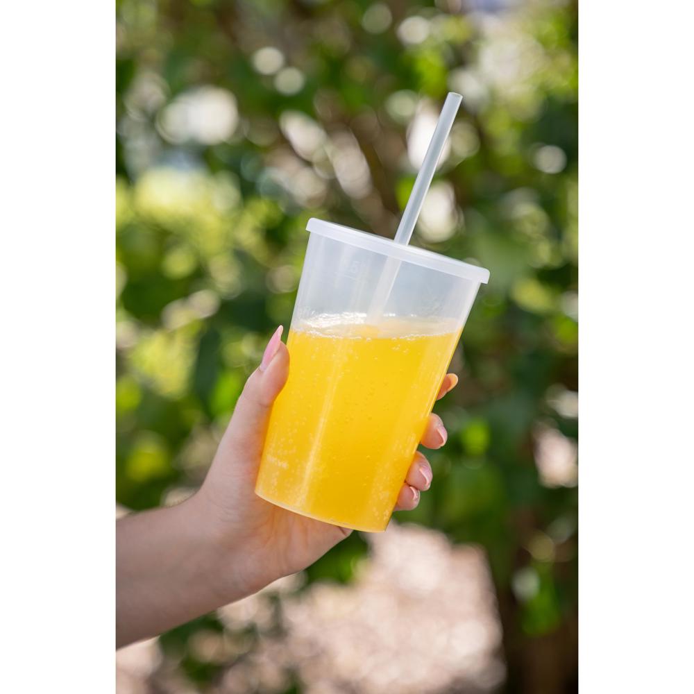 Trinkbecher "Vital", 500 ml mit Deckel und Strohhalm