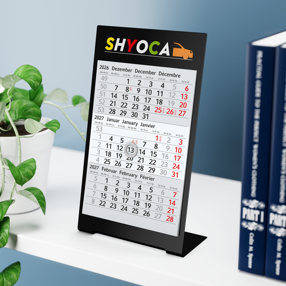 Tischkalender Desktop 3 Color, 2 Jahre, schwarz