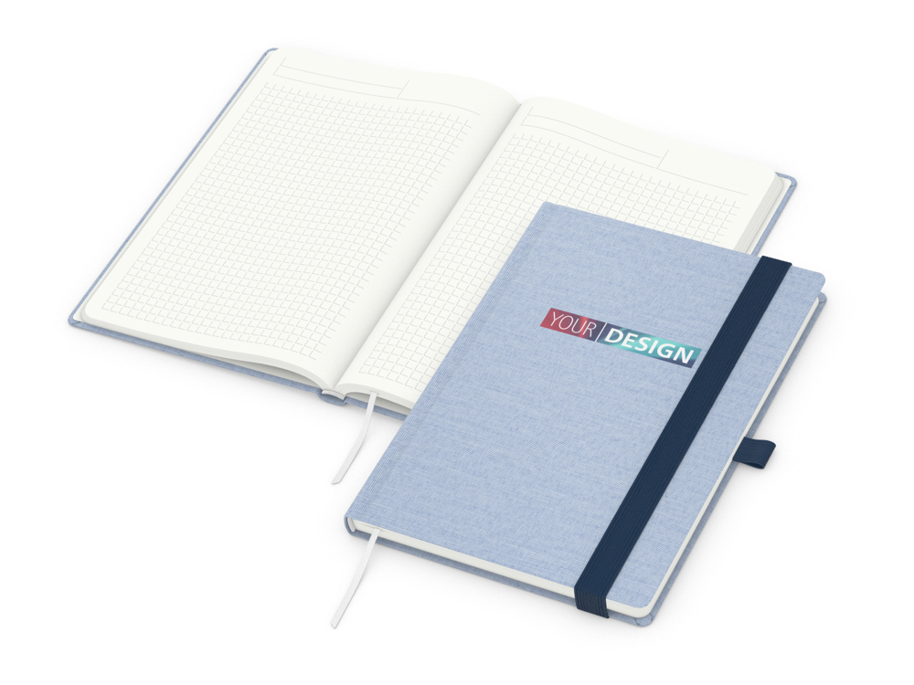 Notizbuch Ocean-Book RECYCLING, Winkelkaro, blau, ohne Infoblatt