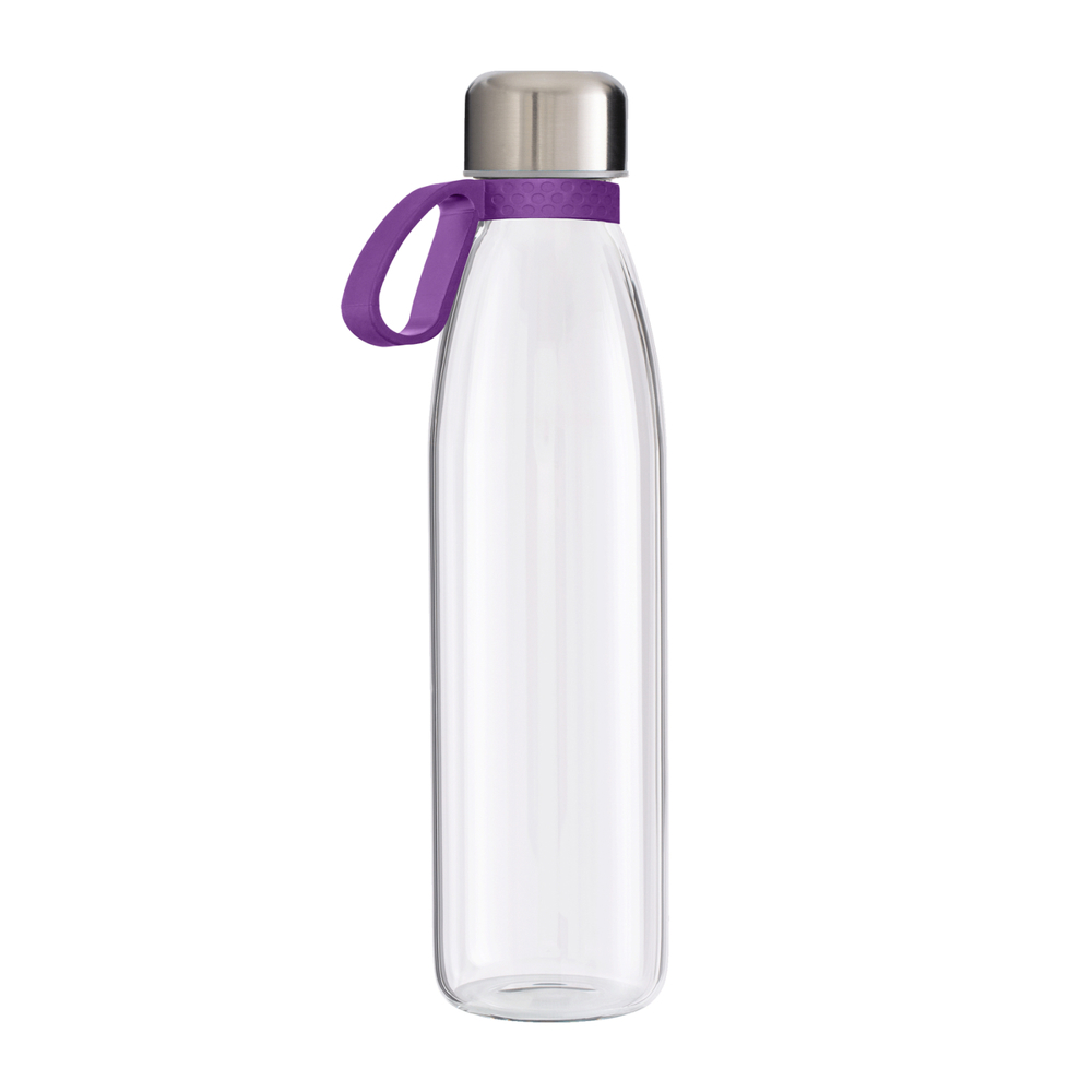 Trinkflasche GLASS - lila, silber, transparent