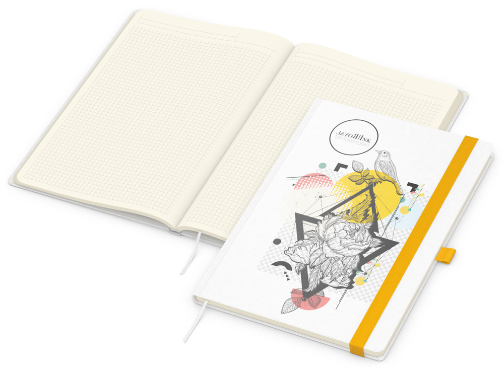 Notizbuch Match-Book Creme Bestseller, A4, Natura, individuell, gelb