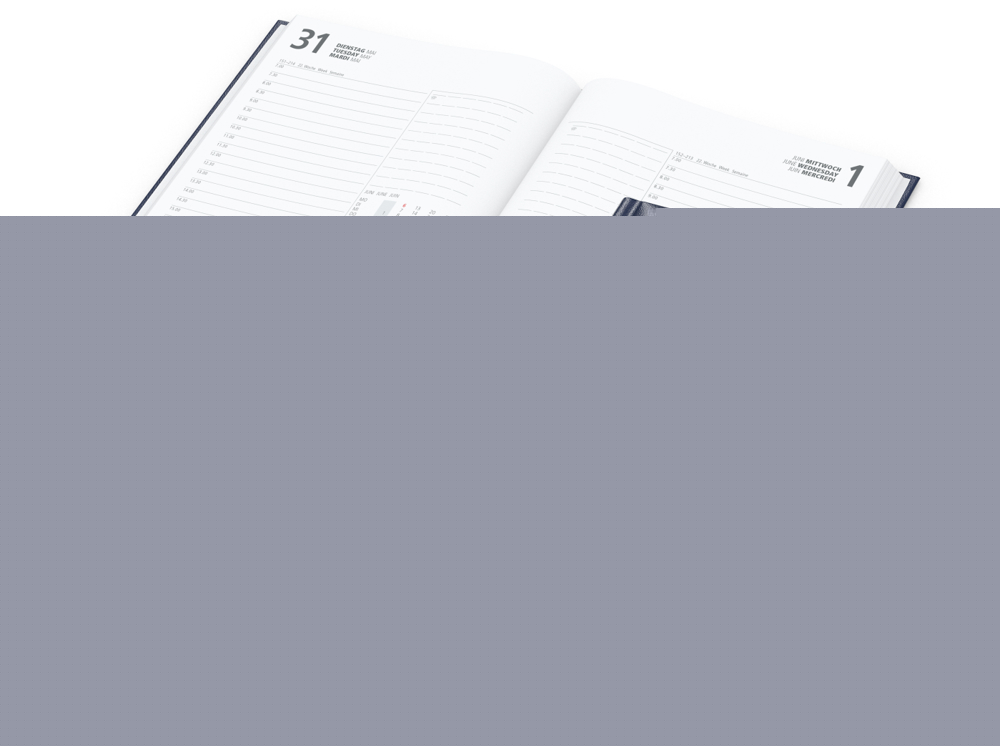 Buchkalender Image Bestseller inkl. Siebdruck-Digital, dunkelblau