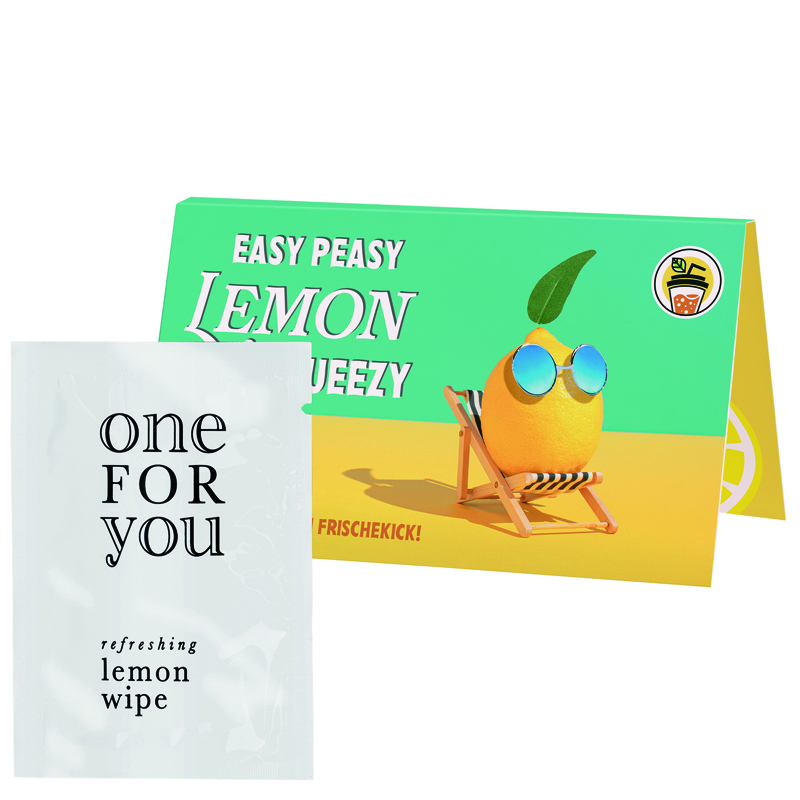 Werbekarte long, Erfrischungstuch