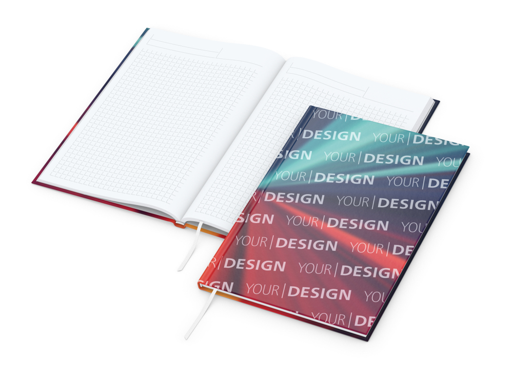 Notizbuch Memo-Book, A5, Winkelkaro, glänzend