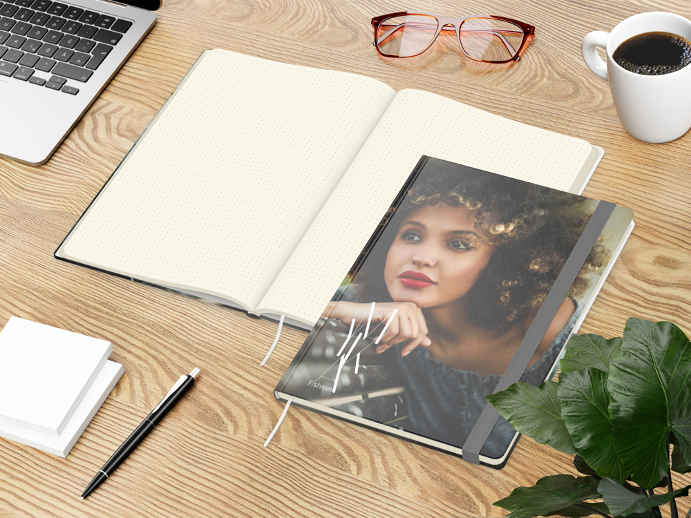 Notizbuch Match-Book, A4, Creme, Punktraster, matt, silbergrau