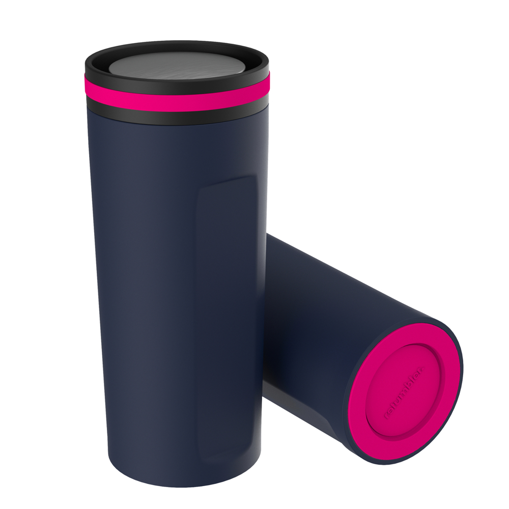Thermobecher RETUMBLER-mySTEELONE - magenta, weiß, marineblau, schwarz, silber