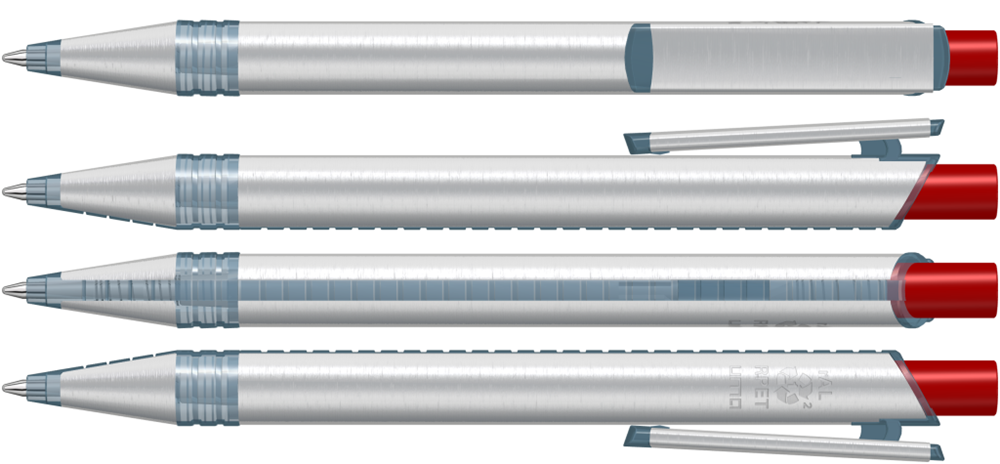 RECYCLED PET PEN ALUMA transparent, rot