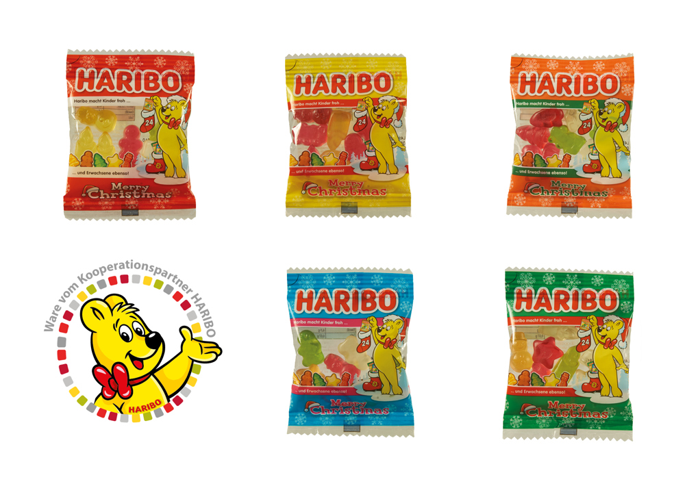 XXL Adventskalender 24 Stück  ,  Inhalt:  HARIBO Weihnachtsmix