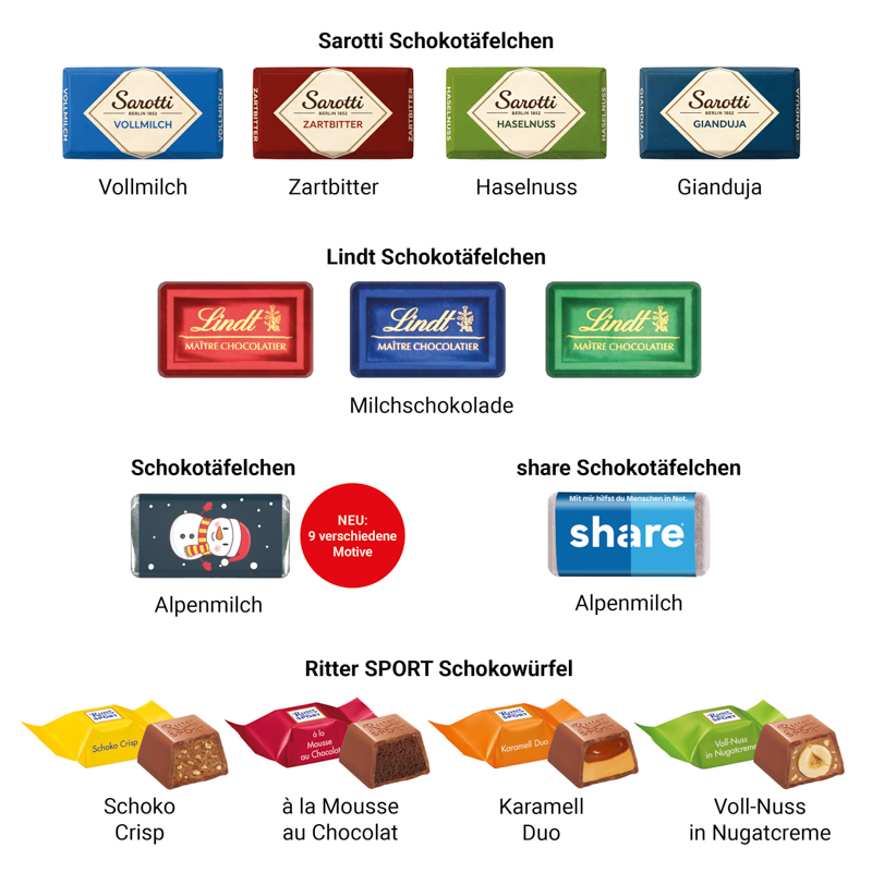 Adventskalender Wohnmobil, Ritter SPORT Schokowürfel