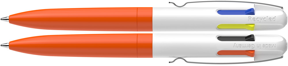 Kugelschreiber Take 4 Neon Promo - neonorange-neonorange-weiß, _schwarz + blau + gelb + orange