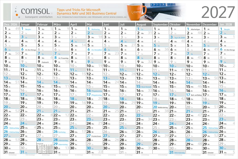 Wandplaner Horizont Dez. Vorjahr – Anfang Folgejahr