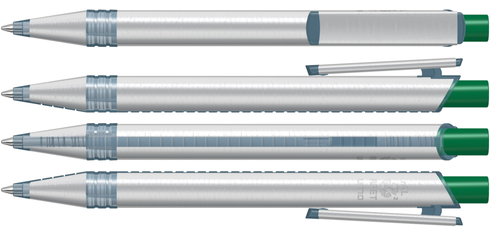 RECYCLED PET PEN ALUMA transparent, dunkelgrün