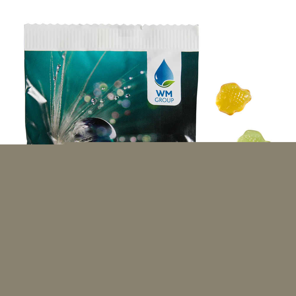Fruchtgummi-Standardformen 20 g, in kompstierbre Folie & Farbe