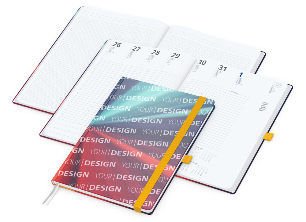 Wochenkalender vorne + Notizen hinten Match-Hybrid, A4, Papier matt, gelb