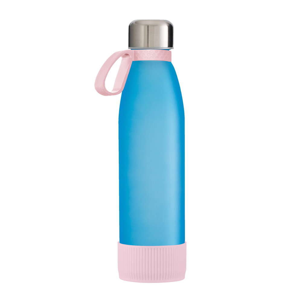 Trinkflasche GLASS - hellmagenta, rose, silber, cyan