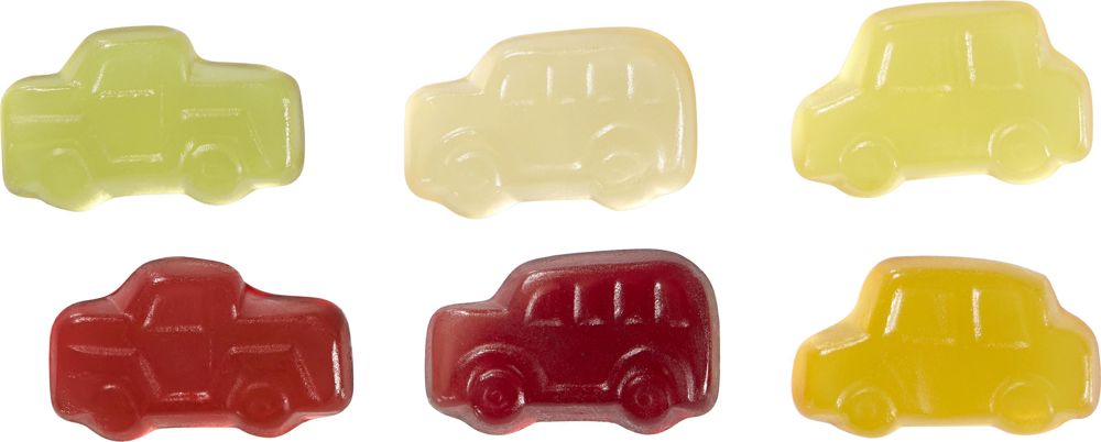 Fruchtgummi-Standardformen 15 g, Nostalgie-Cars im konventionelle Tütchen, Vegan