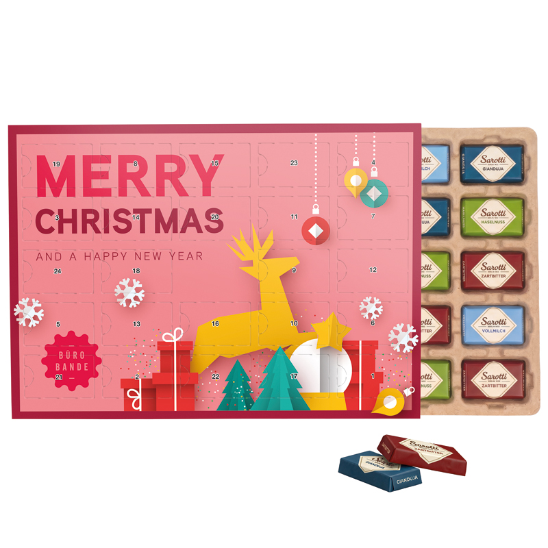 Premium Tisch Adventskalender Eco Sarotti Schokotäfelchen