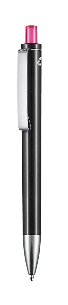 Kugelschreiber EXOS RECYCLED - schwarz recycled/magenta-pink TR/FR