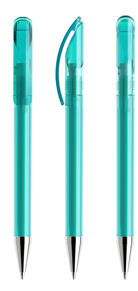 Prodir DS3TTC Transparent with Chrome Metal Nose-Cone - Aqua transparent