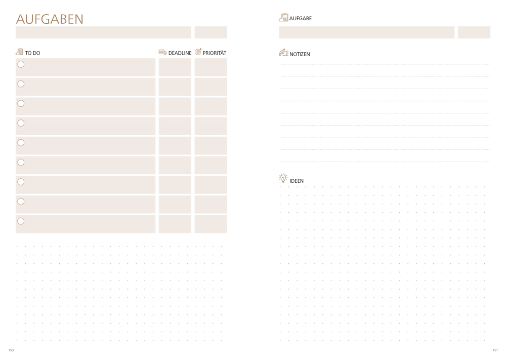 Notizbuch orgaLine Mainbook, White, mokkabraun