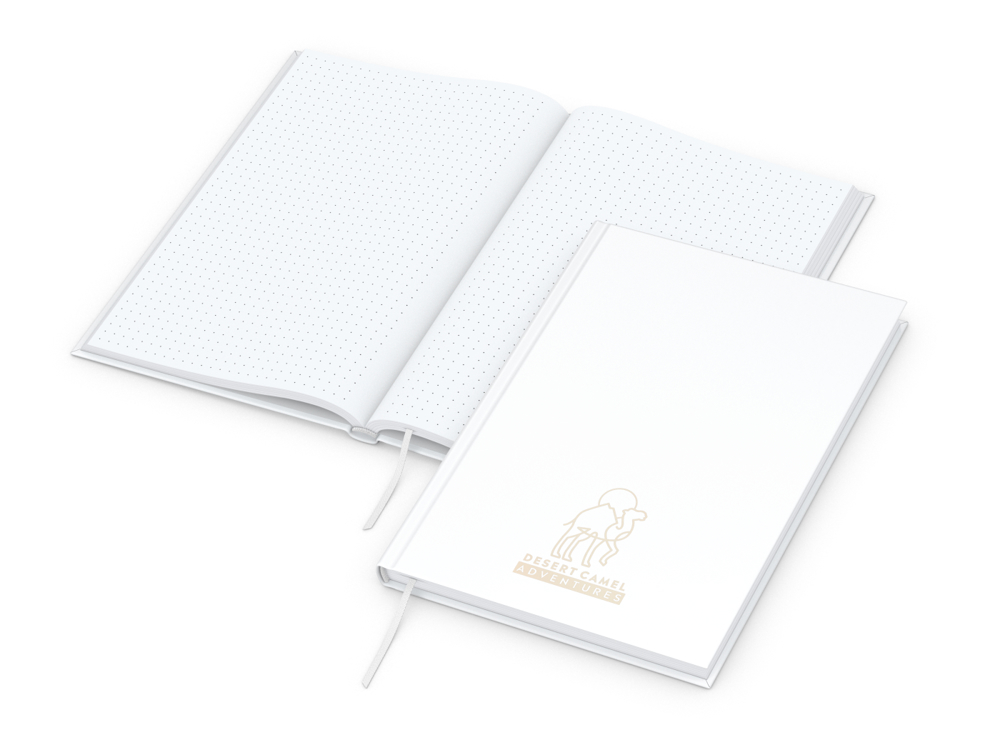 Notizbuch Note-Book Ecken spitz Hardcover matt-farbig - weiß