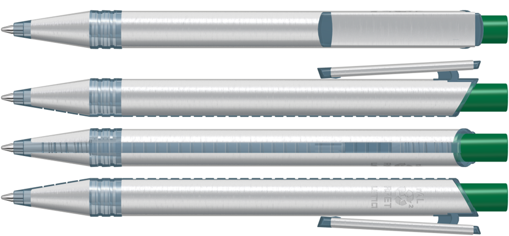 RECYCLED PET PEN ALUMA transparent, dunkelgrün