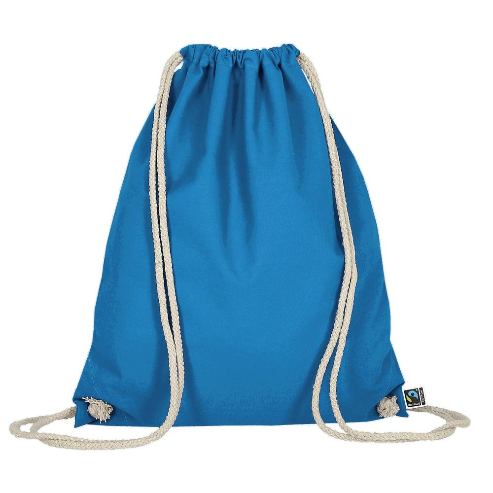 Turnbeutel aus Fairtrade-zertifizierter Baumwolle, ca. 140 g/m² - hellblau