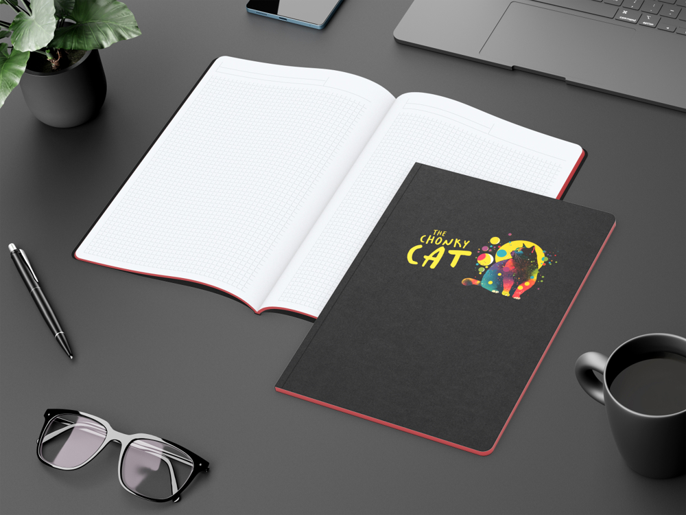 Notizbuch Tablet-Book, A4, Winkelkaro, rot, Siebdruck-Digital