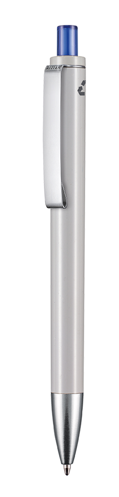 Kugelschreiber EXOS RECYCLED - grau recycled/royal-blau TR/FR