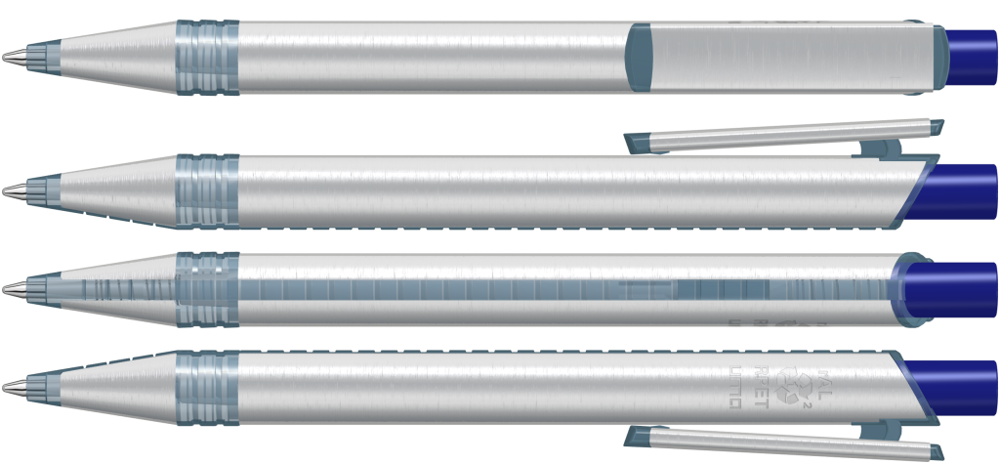 RECYCLED PET PEN ALUMA transparent, dunkelblau