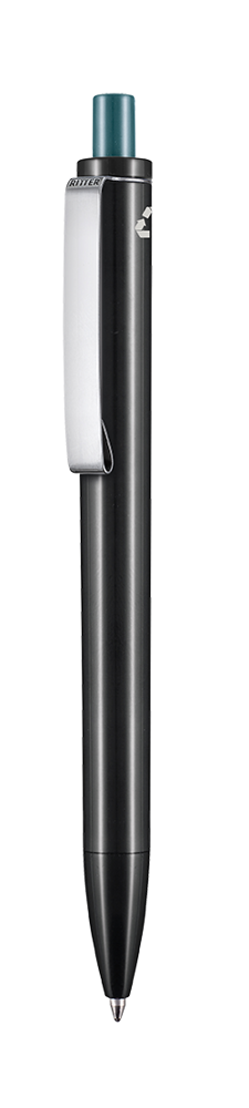 Kugelschreiber EXOS RECYCLED P - schwarz recycled (PCR)/petrol-türkis