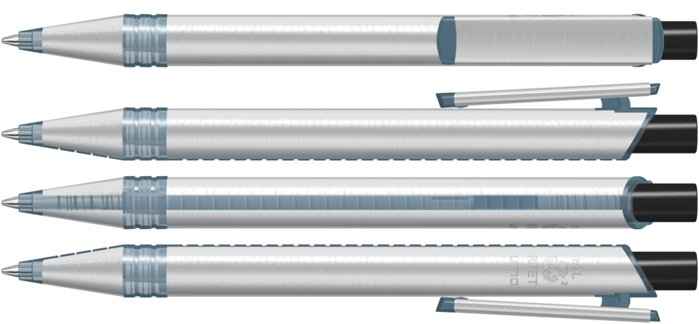 RECYCLED PET PEN ALUMA transparent, schwarz