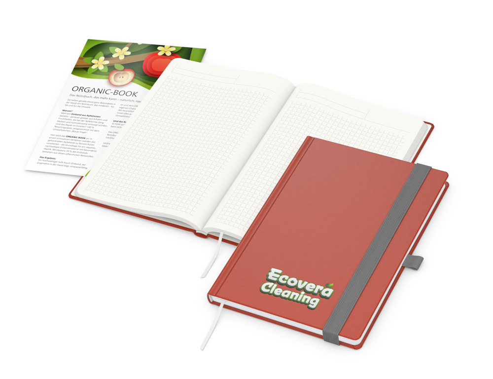 Notizbuch Organic-Book RECYCLING Apfelleder-Hardcover farbig A5 - rot