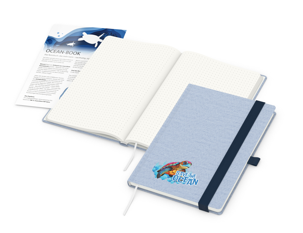 Notizbuch Ocean-Book RECYCLING rPET-Hardcover farbig A5 - blau