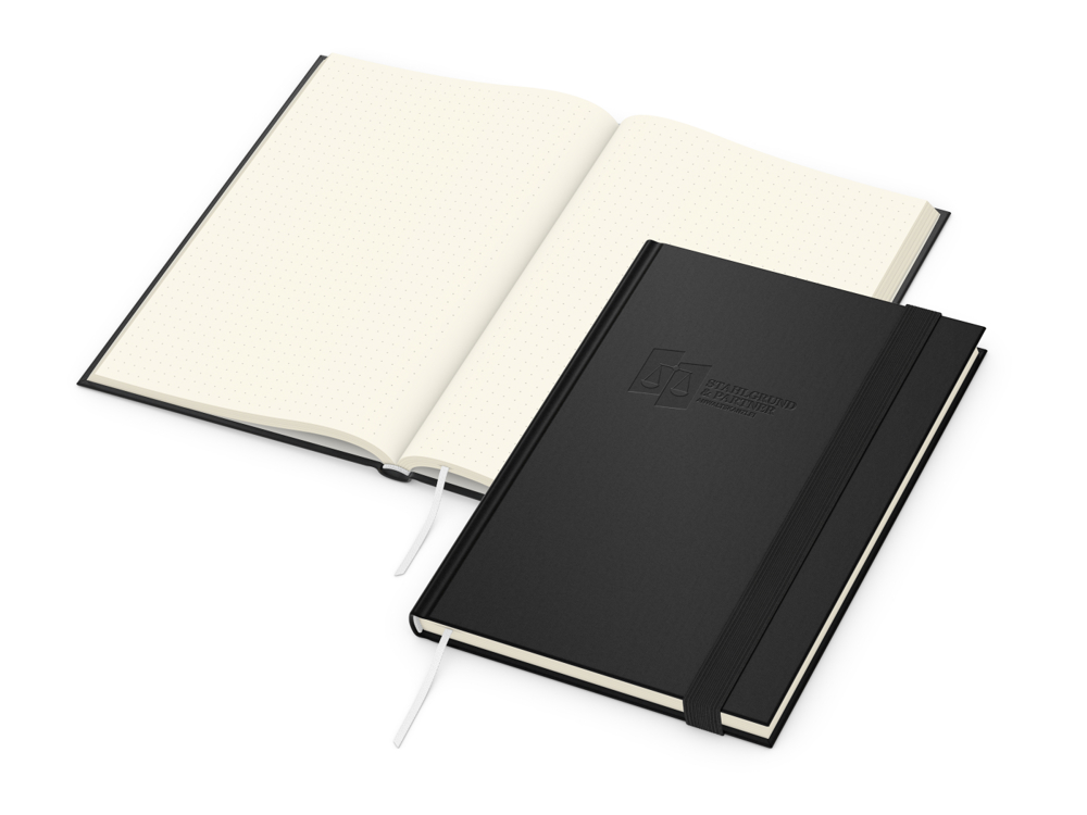 Notizbuch Visco-Book, Creme, Punktraster, schwarz, Blindprägung