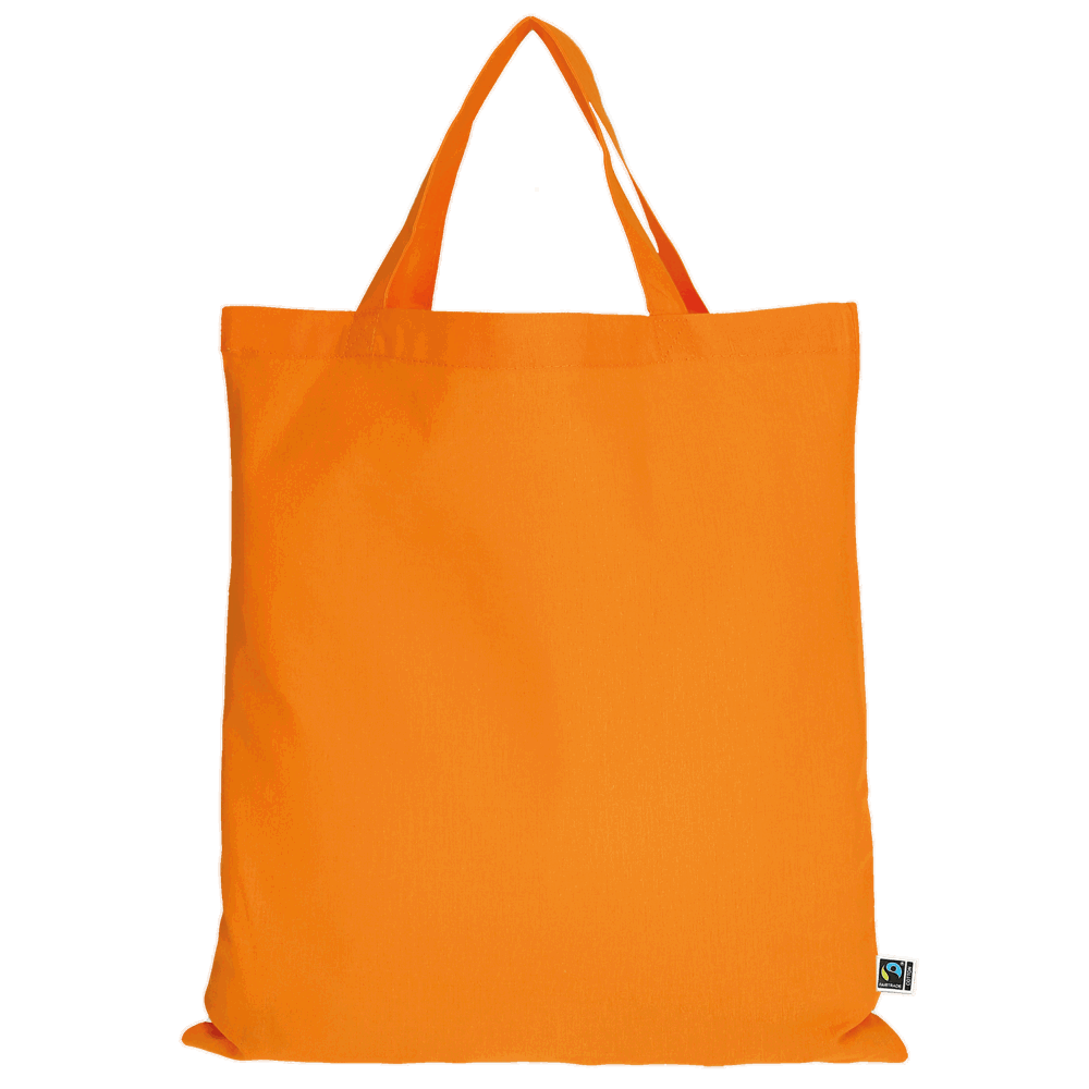 Tasche aus Fairtrade-zertifizierter Baumwolle mit zwei kurzen Henkeln, ca. 140 g/m² - mandarin