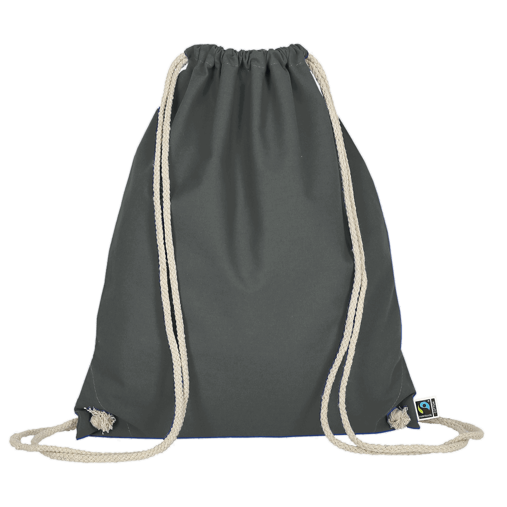 Turnbeutel aus Fairtrade-zertifizierter Baumwolle, ca. 140 g/m² - stahlgrau