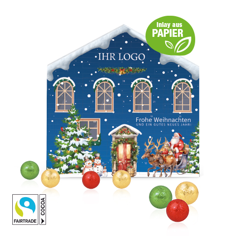 Adventskalender Weihnachtshaus "Exklusiv" mit Fairtrade® Schokolade