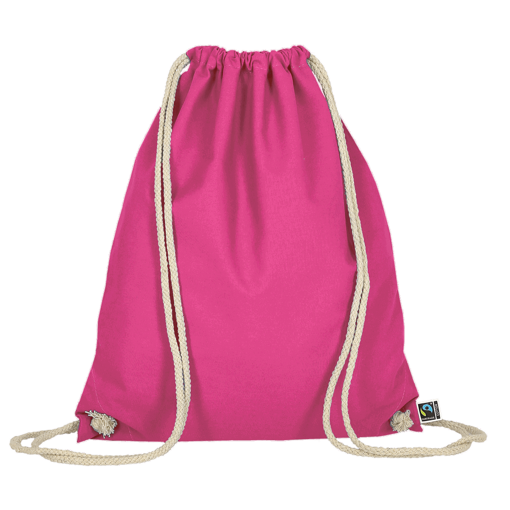 Turnbeutel aus Fairtrade-zertifizierter Baumwolle, ca. 140 g/m² - pink