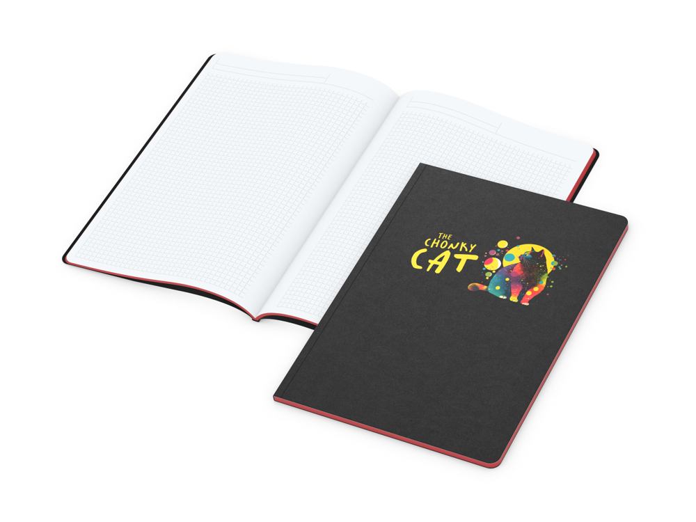 Notizbuch Tablet-Book, A4, Winkelkaro, rot, Siebdruck-Digital