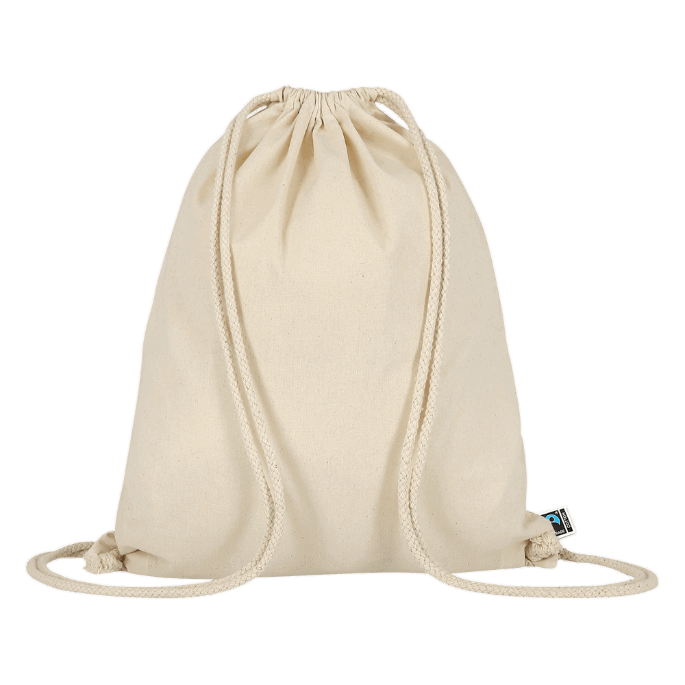 Turnbeutel aus fairtrade zertifizierte Baumwolle, 200 g/m²