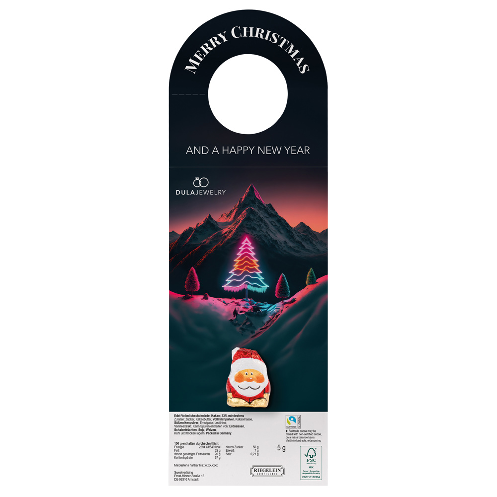 Werbeanhänger mit Mini Weihnachtsmann