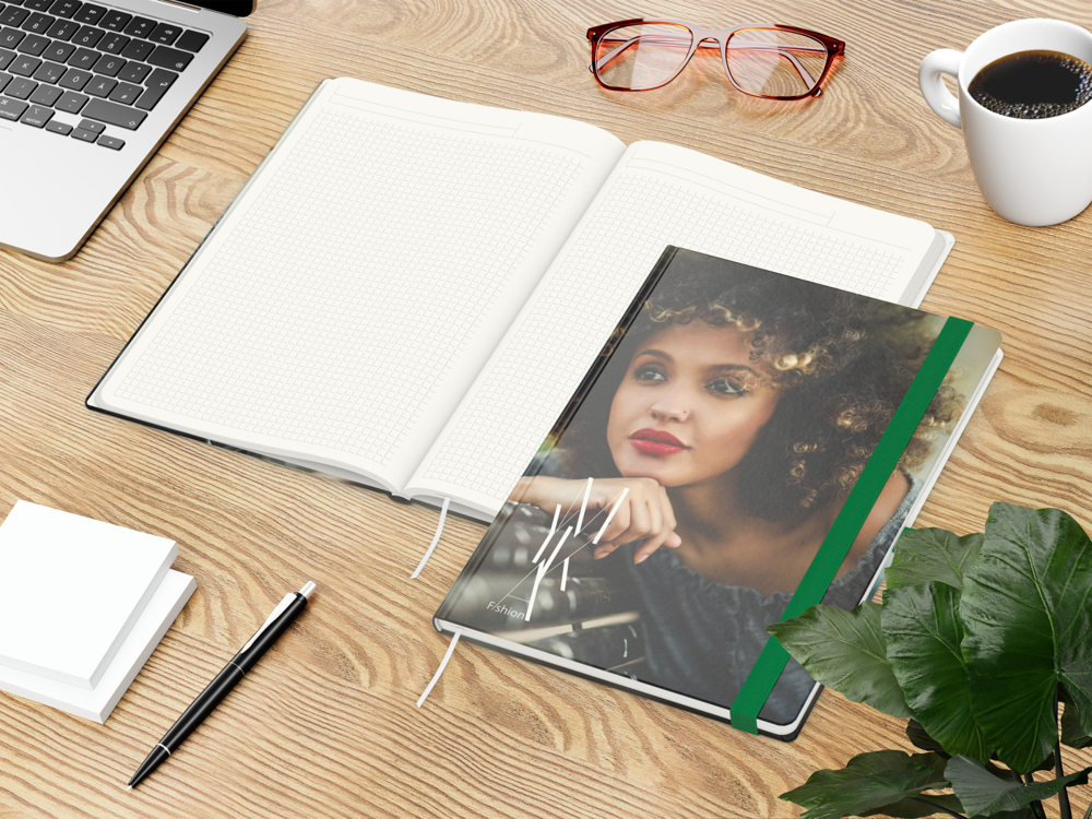 Notizbuch Match-Book RECYCLING, A4, Winkelkaro, Naturpapier, grün