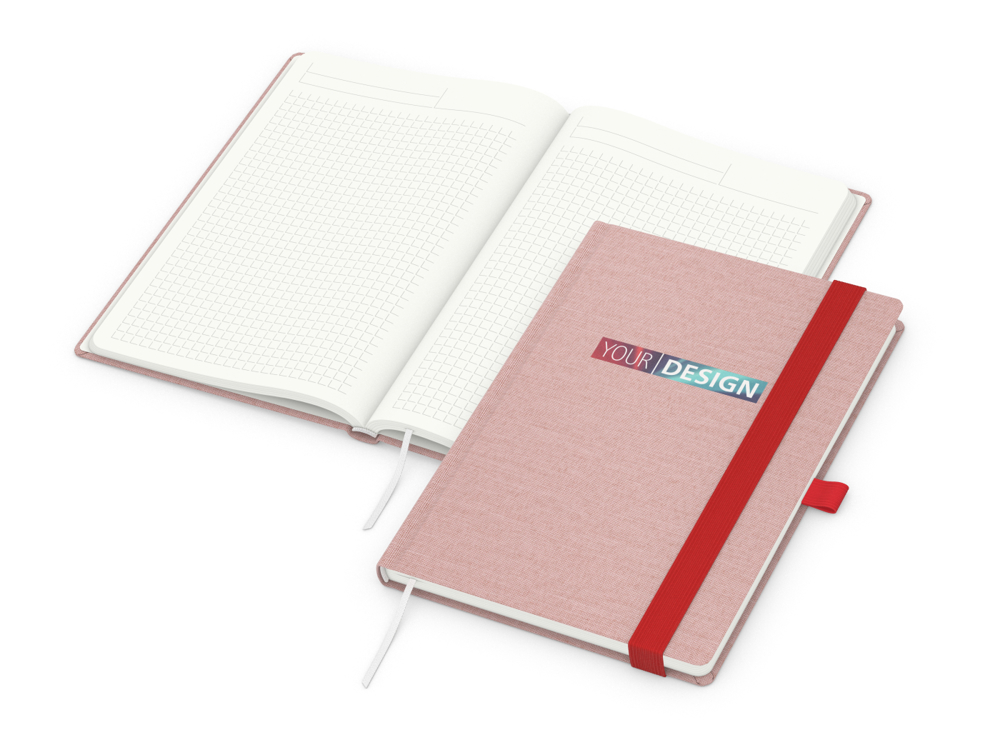 Notizbuch Ocean-Book RECYCLING, Winkelkaro, rot, ohne Infoblatt