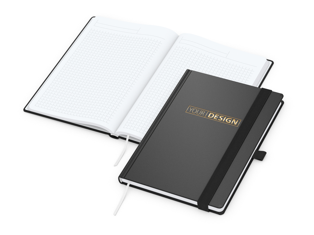 Notizbuch Vision-Book White Bestseller, A5, schwarz inkl. Goldprägung