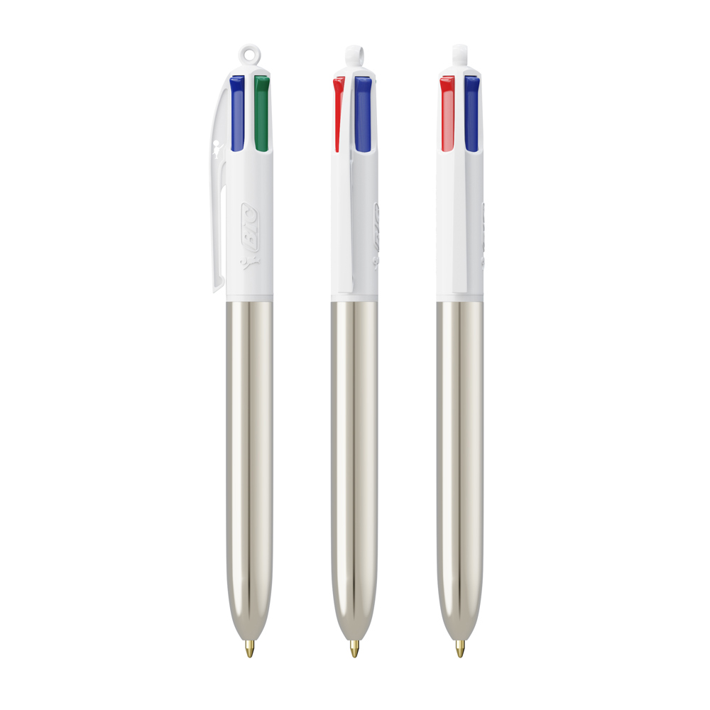 BIC® 4 Colours Shine Kugelschreiber - Weiß/Silbermetallic