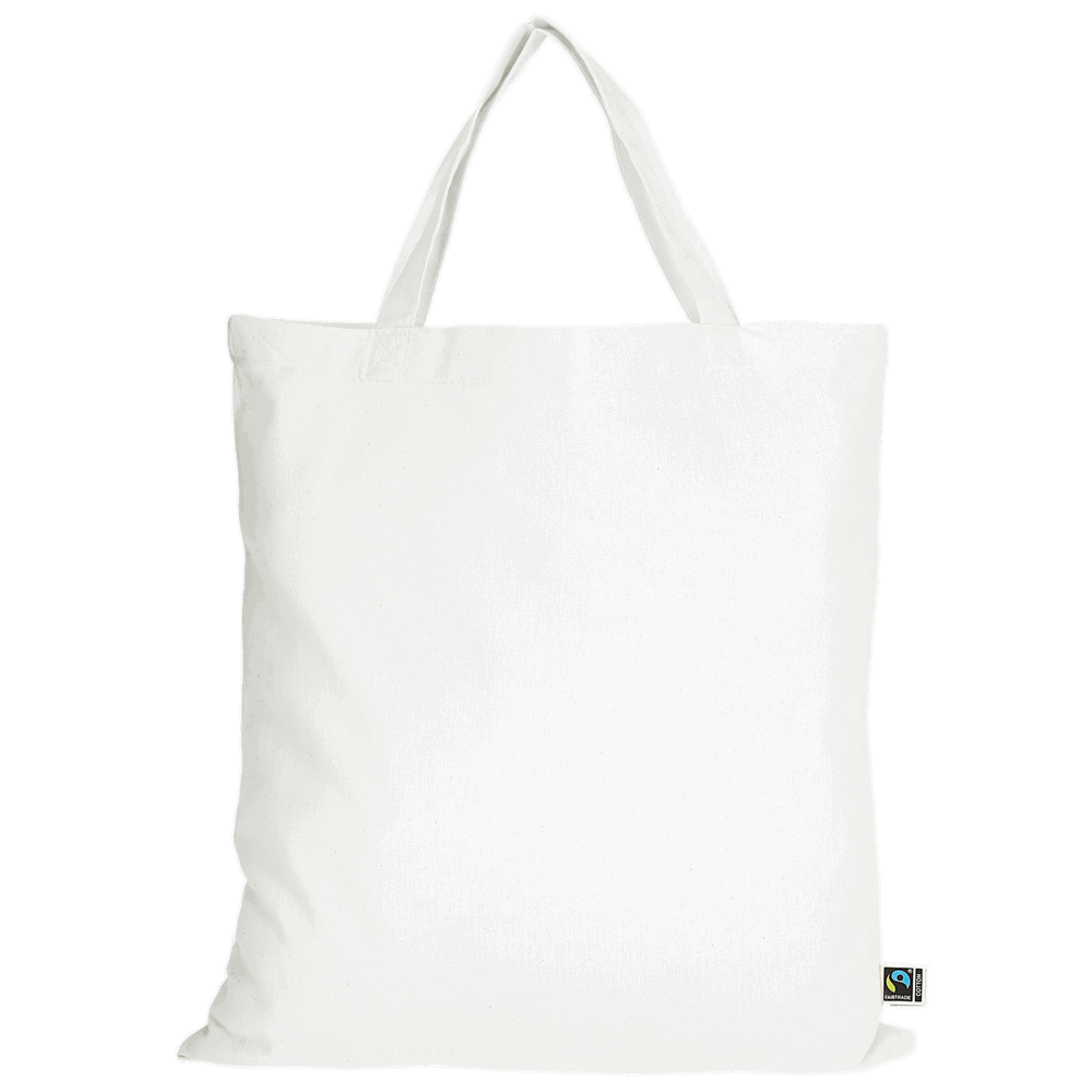 Tasche aus Fairtrade-zertifizierter Baumwolle mit zwei kurzen Henkeln, ca. 140 g/m² - weiß