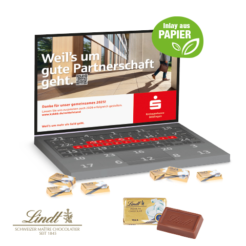 Adventskalender Laptop mit Lindt Schokolade