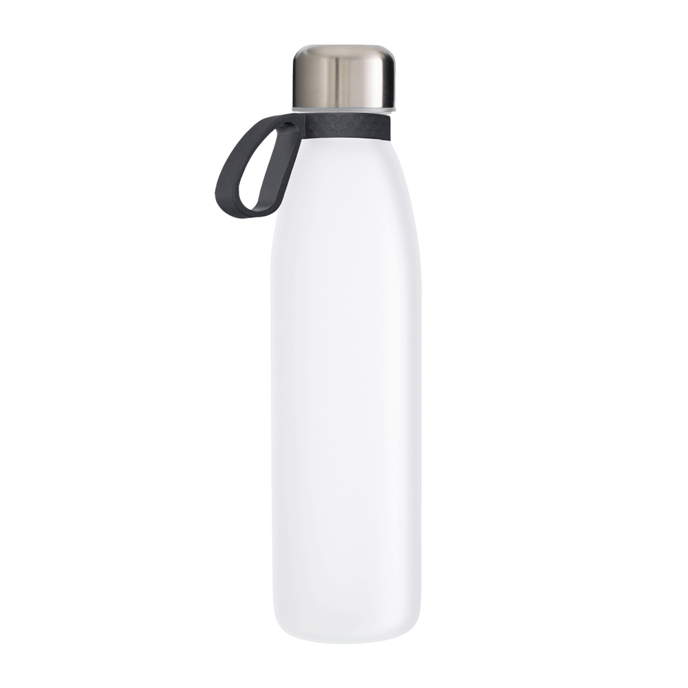 Trinkflasche GLASS - dunkelgrau, silber, weiß