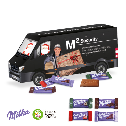 3D Adventskalender "Transporter" mit Milka Schokolade